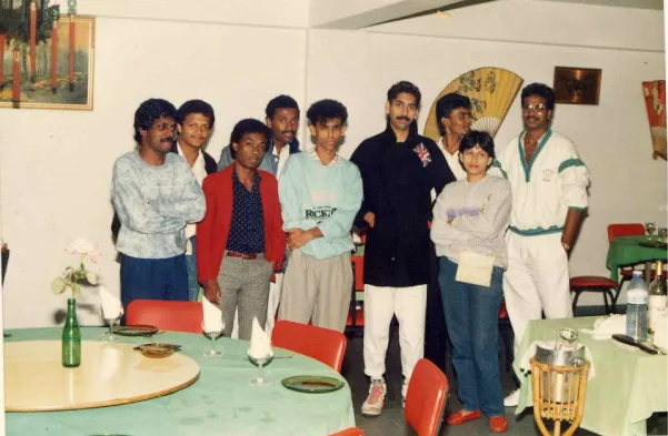 Early team dinner, around 1989, Logos, Team through the years, Logos Publicity Limited, Mauritius