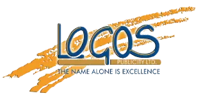 Early brushstroke Logos wordmark, 1992, Logos, Graphic evolution, Logos Publicity Limited, Mauritius