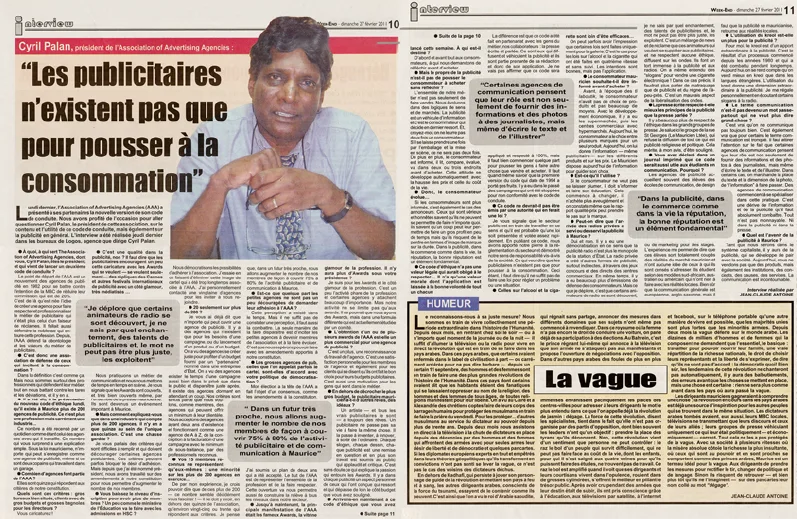 Week-End: more than hard sell, 2011, Logos, Press excerpts, Logos Publicity Limited, Mauritius