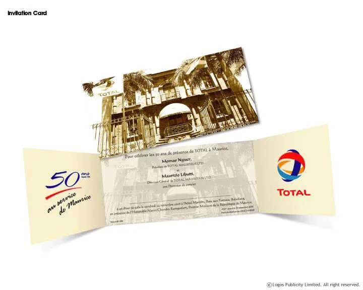 Total Mauritius 50th anniversary invitation, 2006, Total, Campaigns, Logos Publicity Limited, Mauritius