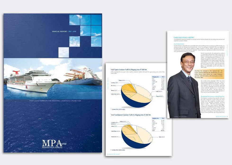 Mauritius Ports Authority annual report, 2012, MPA, Annual reports, Logos Publicity Limited, Mauritius