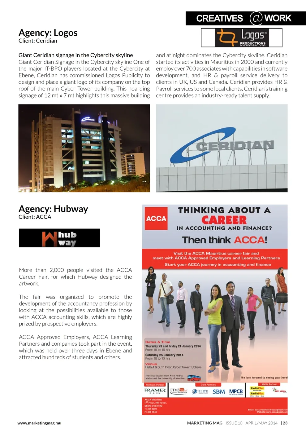 Marketing Mag: Ceridian rooftop case, 2014, Ceridian, Press excerpts, Logos Publicity Limited, Mauritius