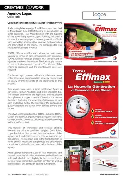 Marketing Mag: Total Effimax case, 2014, Total, Press excerpts, Logos Publicity Limited, Mauritius