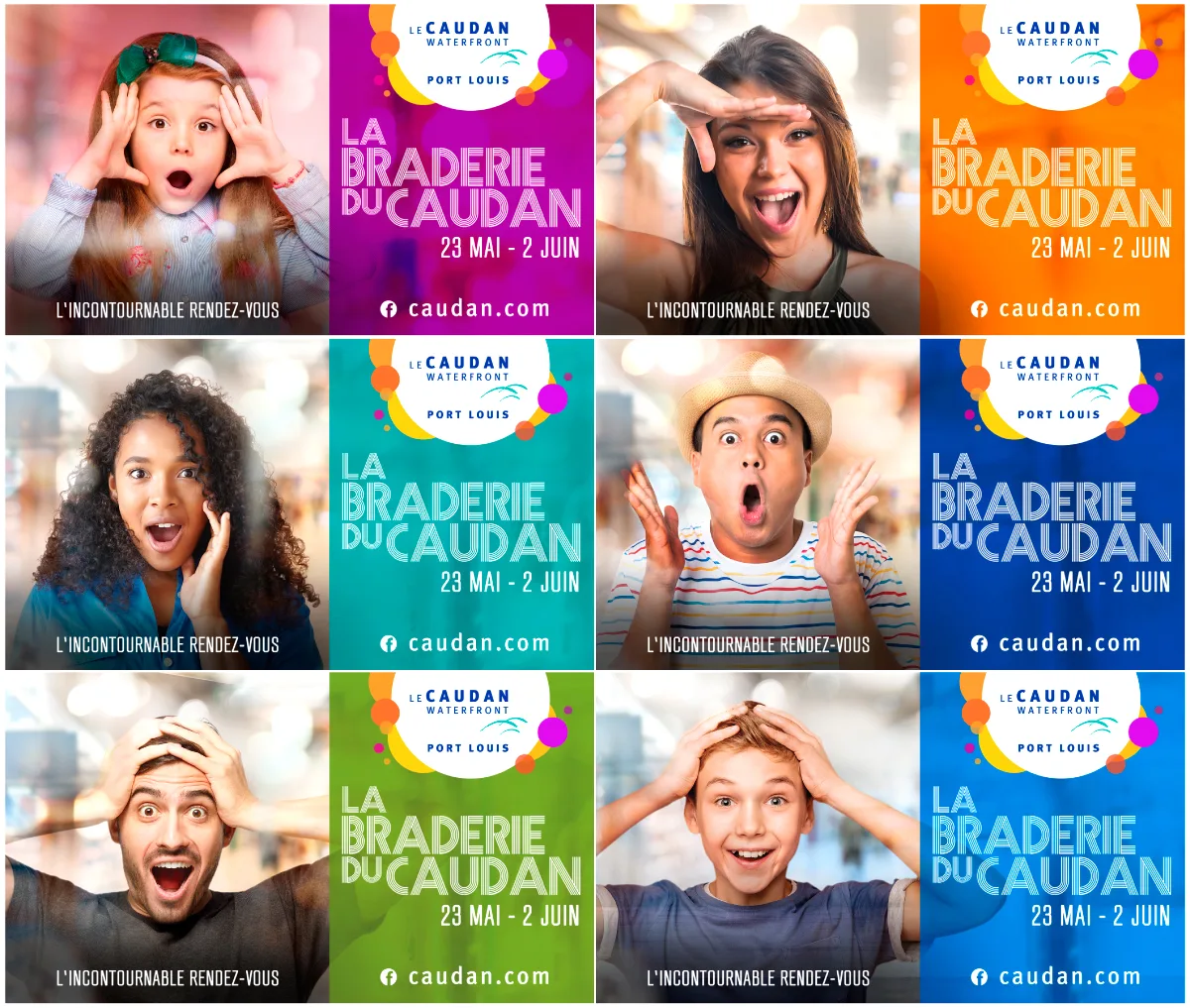 Caudan Braderie six creative variants, Caudan, Campaigns, Logos Publicity Limited, Mauritius