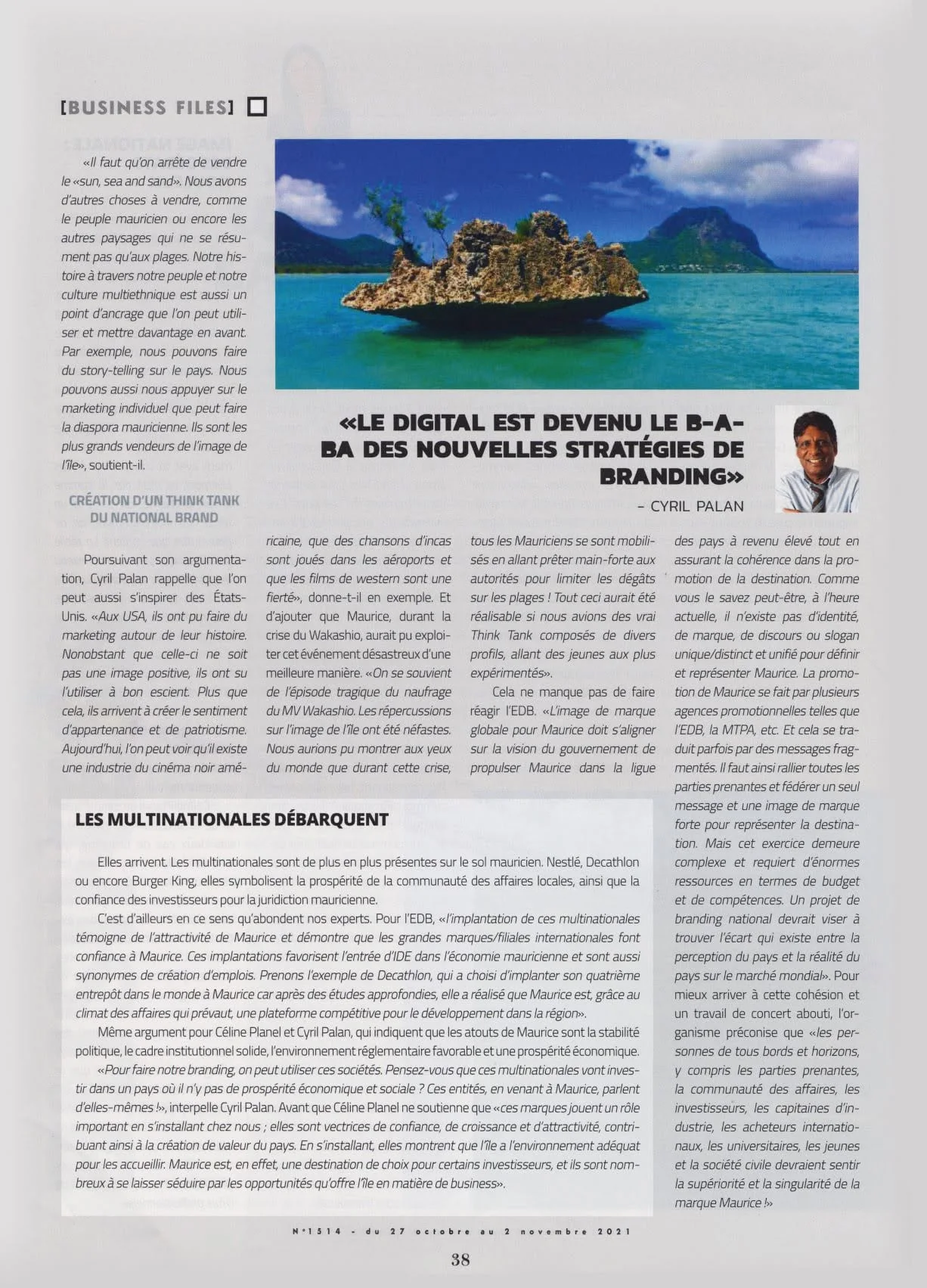 Business Magazine: National branding, part 3, 2021, Logos, Press excerpts, Logos Publicity Limited, Mauritius