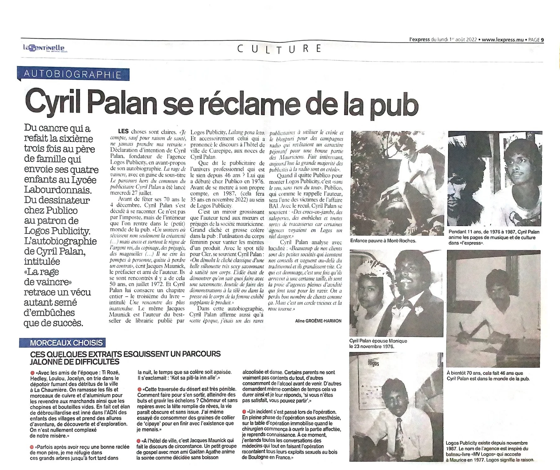 Cyril Palan lays claim to advertising, 2022, Logos, Press excerpts, Logos Publicity Limited, Mauritius